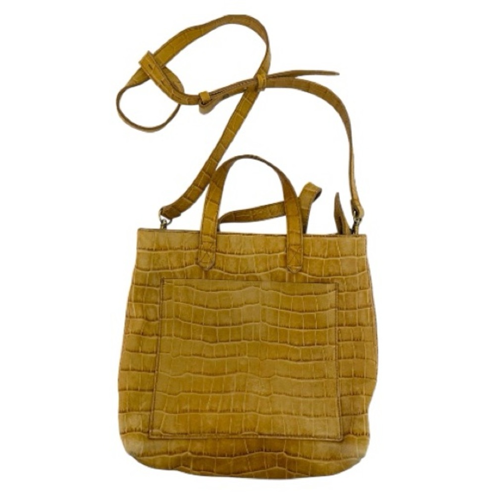 Madewell Zip-Top Transport Crossbody Croc Embossed Leather Edition Tote Bag